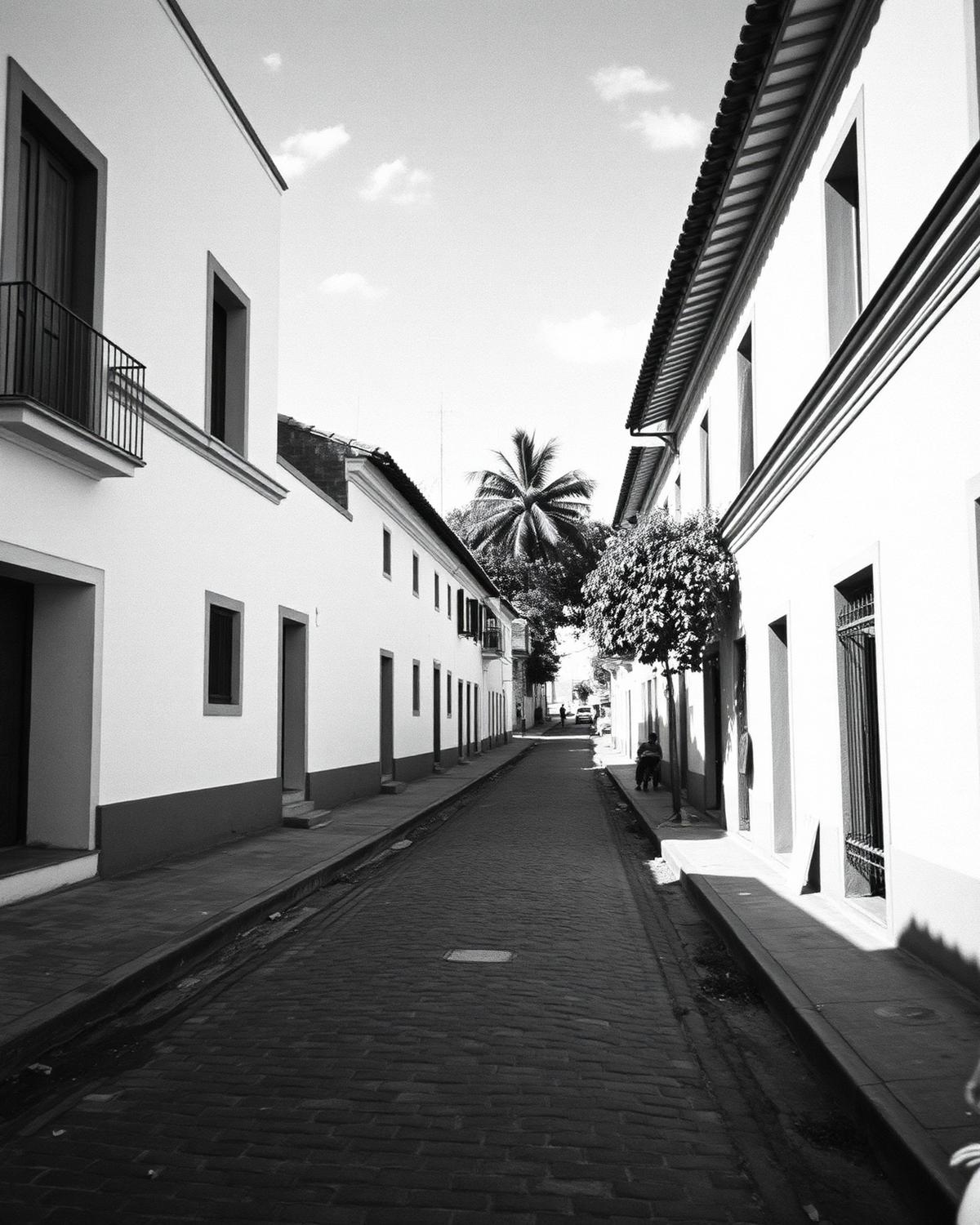Cobblestone street in a Central American colonial town